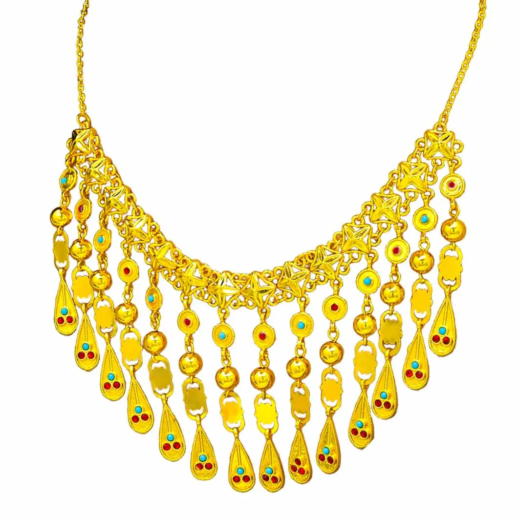 New Arrivals Gold Plated Kundan Jewelry Hot Sale New Design Dubai Crystals Gemstone Women Fashion Chain Necklaces
