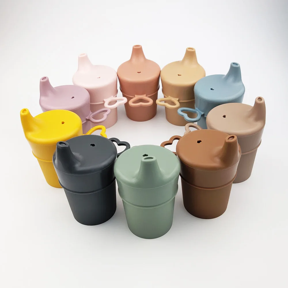 New 2 In 1 Portable Spill Proof Lid Children Toddler Training Cup Kids Drinking Water Baby Silicone Sippy Cup With Cover Lid