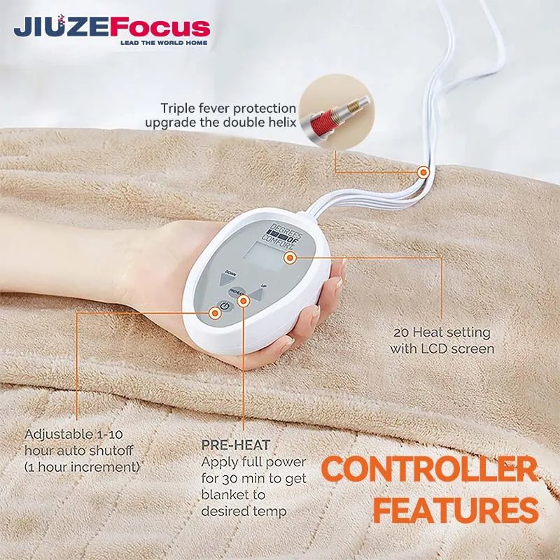 Customize Size Washable Electric Blanket Soft Plush Electric Heated Throw Blanket