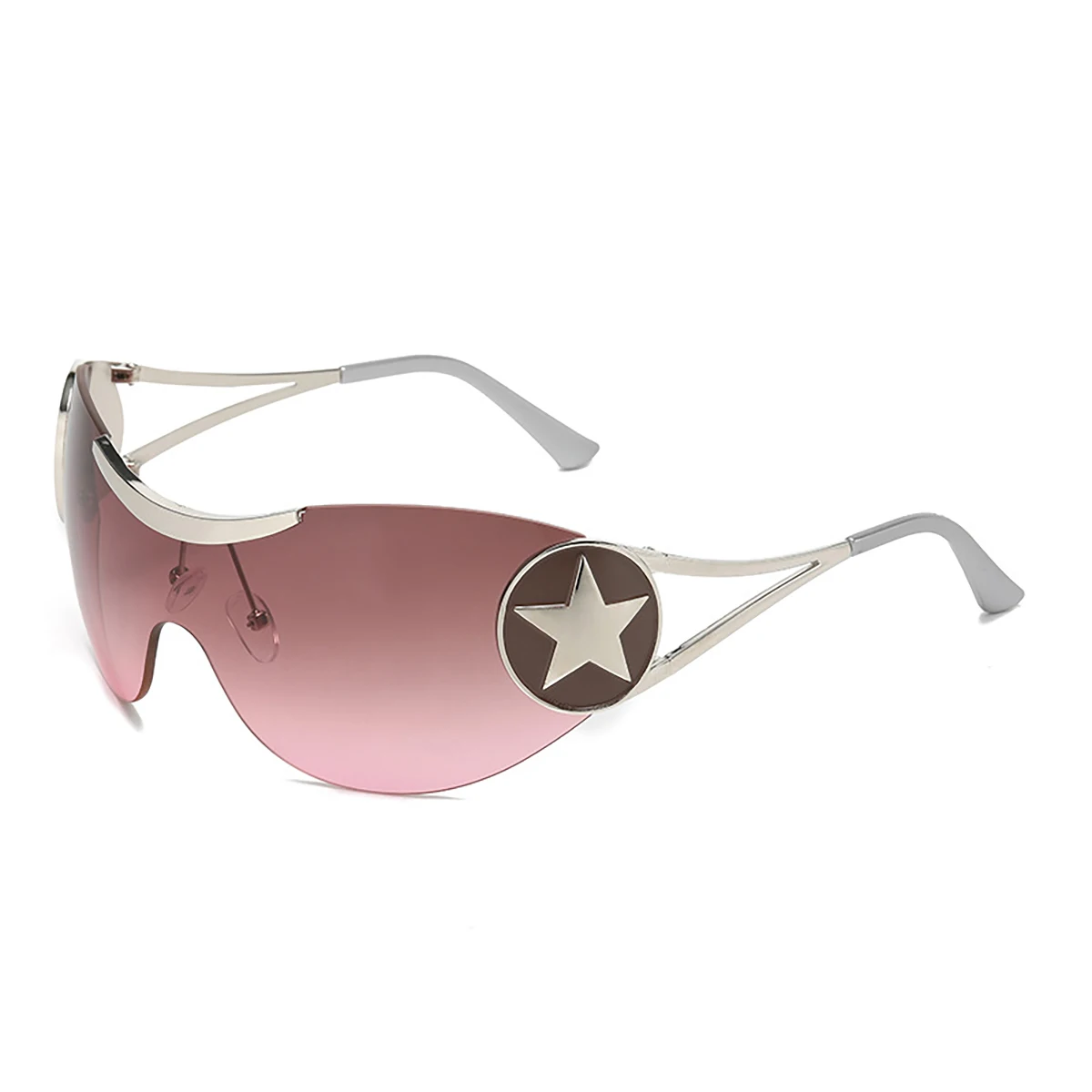 trend sunglasses new one-piece fashion star rimless sunglasses Europe and the United States cross-border sports wholesale