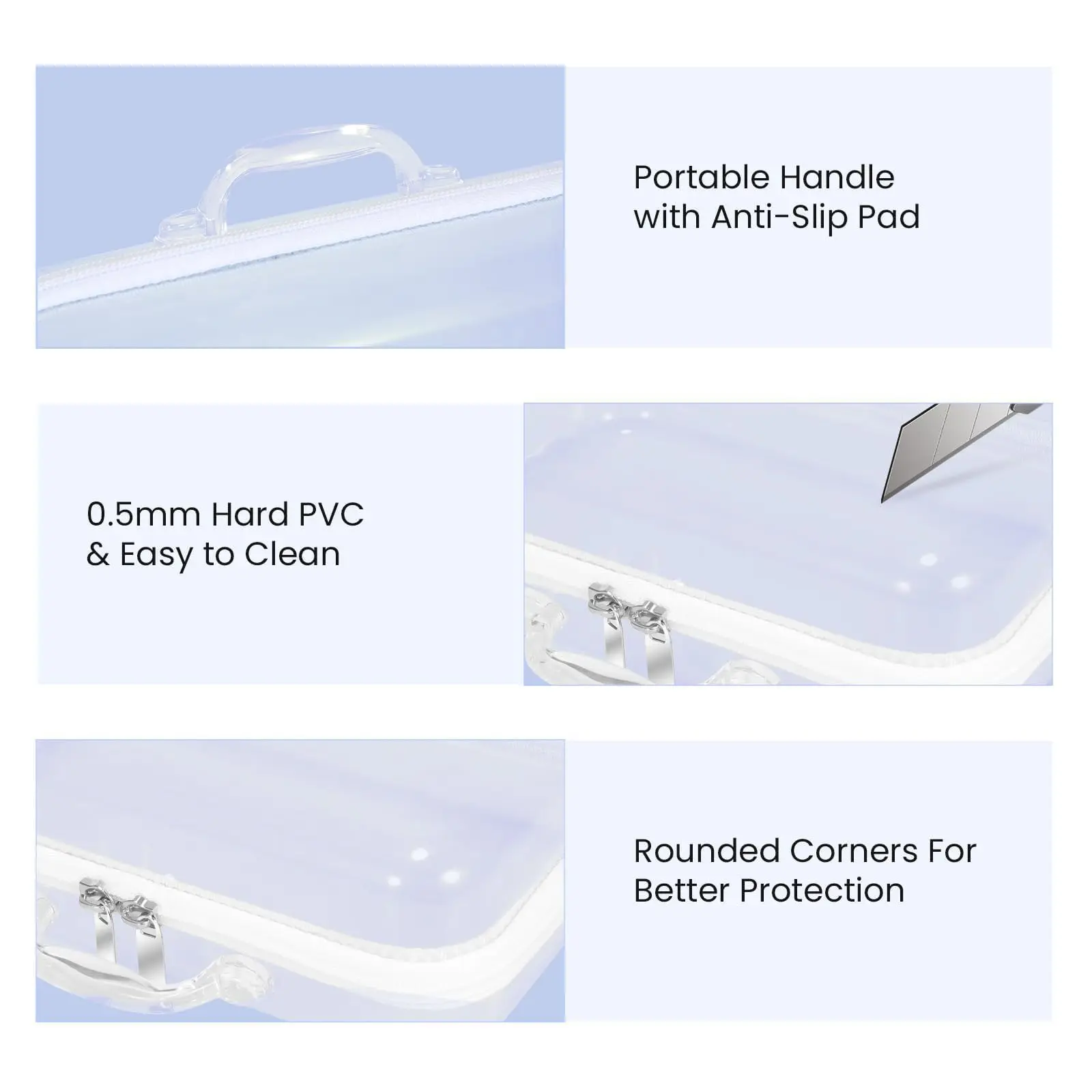 Clear Hard Zipper Pouch Bliss Zippered Storage Bins For Building Blocks Puzzles Cosmetics Small Items Stationery Accessories