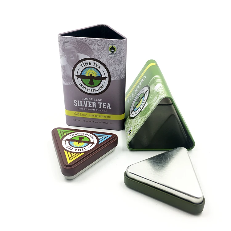 Hot Sale Customized Triangular Shape Tin Box Metal Can With Rolled-In Edge On The Lid And The Bottom