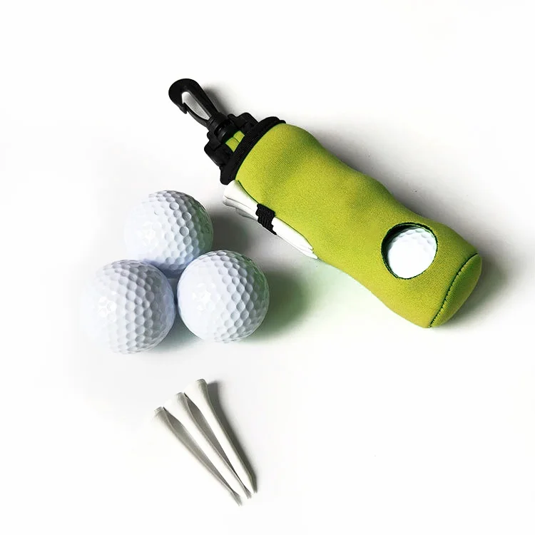 3 Golf Balls Golf Tees Holder Pouch Storage Case Neoprene Golf Ball Bag With Clip