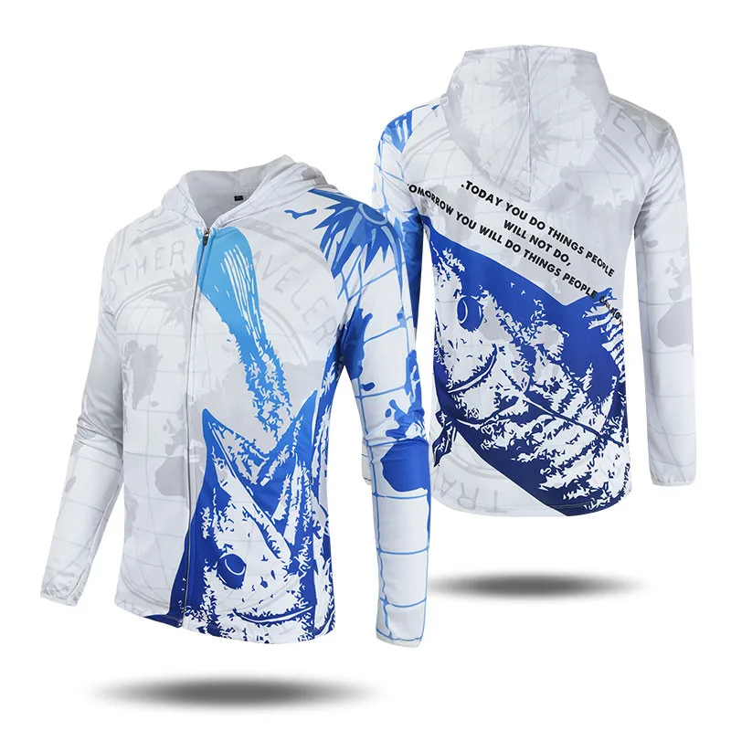 Custom Fishing Clothes Anti UV UPF50+ Fishing Hoodies Long Sleeve Breathable Quick Dry Sublimation Fishing Shirts