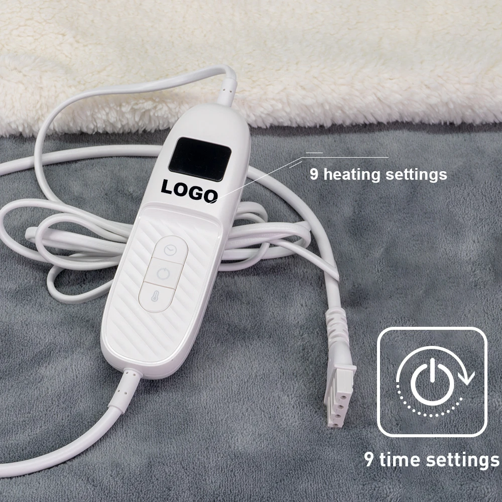 SAA CE approval 9 heating settings oem flannel Sherpa fleece electric heated blanket for winter