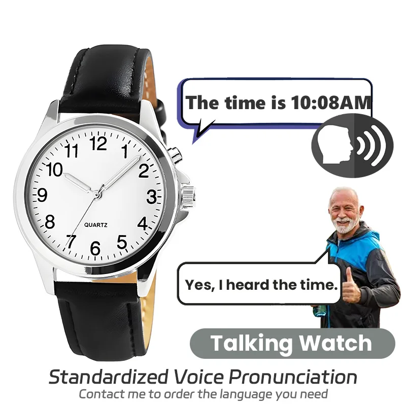 Germany Spanish English Talking Watch Jumbo Number Analog Watch for The Blind Visually Impaired Seniors