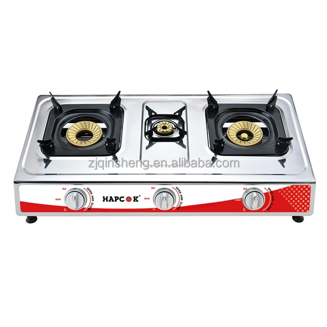 LPG Stainless steel 3 burner table top gas stove cooktop