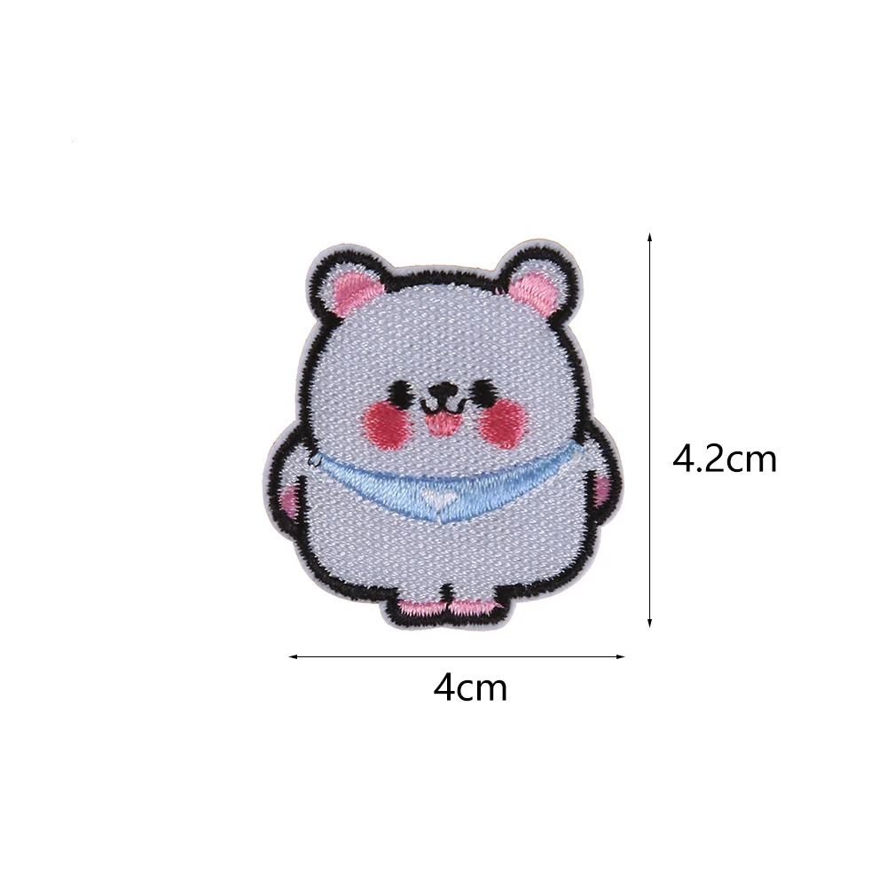 fast shipping factory sale cute small animal theme cat dog self-adhesive embroidered patch sticker for hairpin