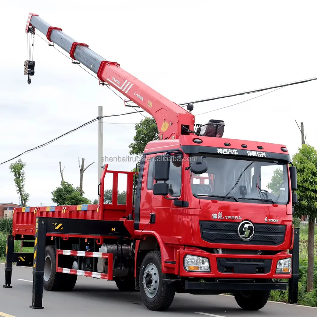 Palfinger Truck Mounted Crane 7Ton 8Ton 10Ton Hydraulic Telescopic Boom Crane Shacman L3000 4x2 Cargo Crane for Truck