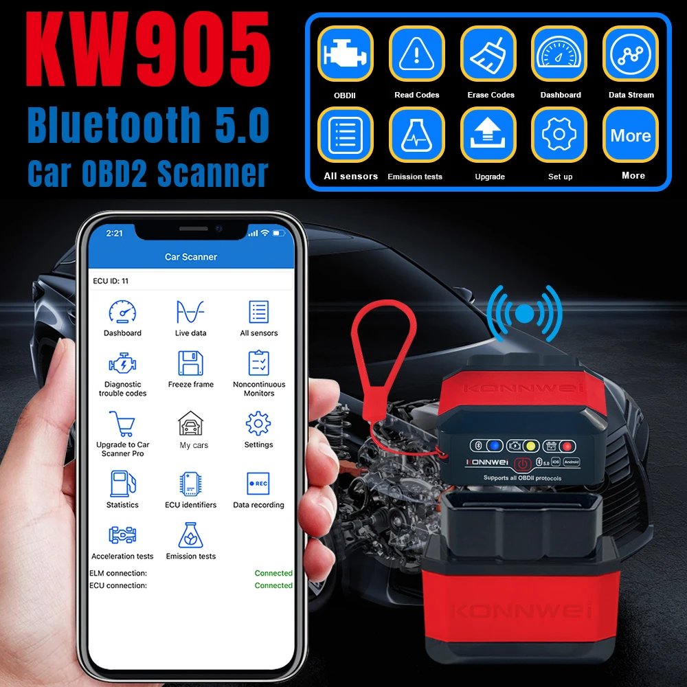Cheap  Bluetooth ELM327 V1.5 Car diagnostic scanner 16 PIN OBDII EOBD OBD2 interface mut ii diagnostic tool