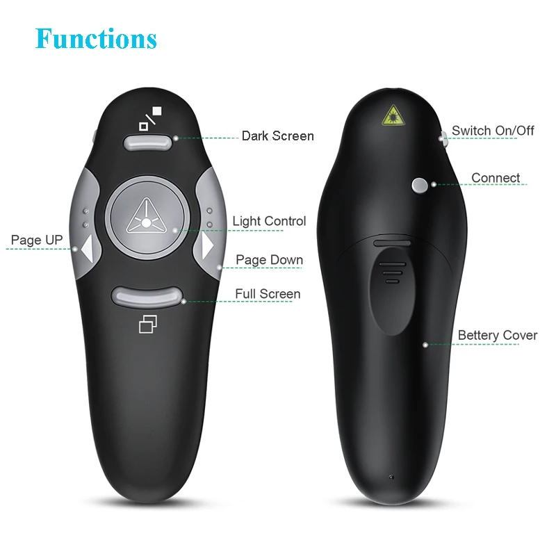 Wireless Presentation Remote with Laser Pointer RF USB 2.4G Remote Control Pointer Wireless Presenter Clicker