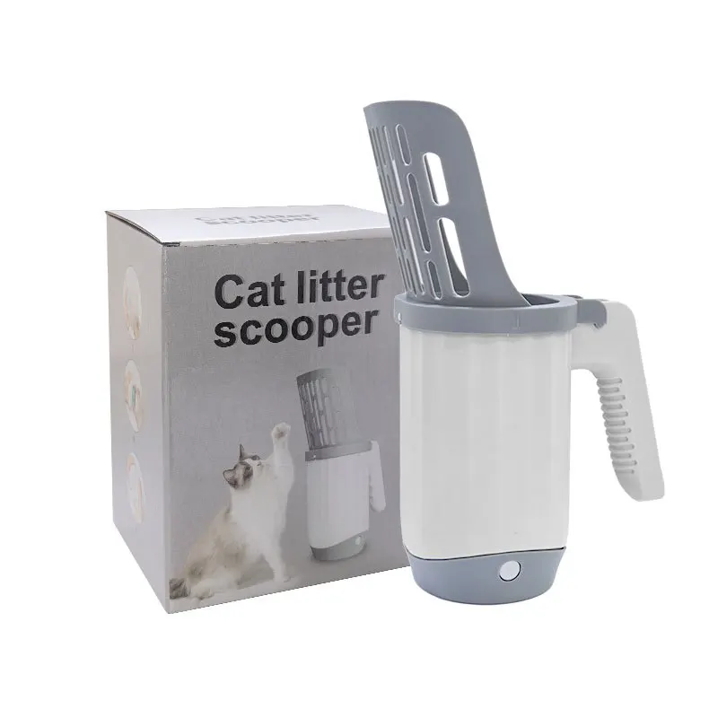 Plastic Cat Litter Scoop Fast Cat Poop Cleaning Hollow Cat Sand Integrated Shovel With Poop Bag