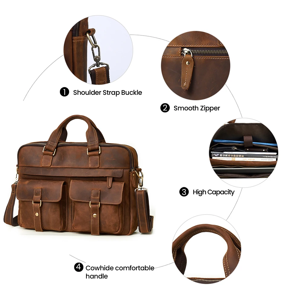 Genuine Leather Crossbody Shoulder Bag Men Handbags Laptop Bag Business Bags Cases Leather Men Briefcase For Office