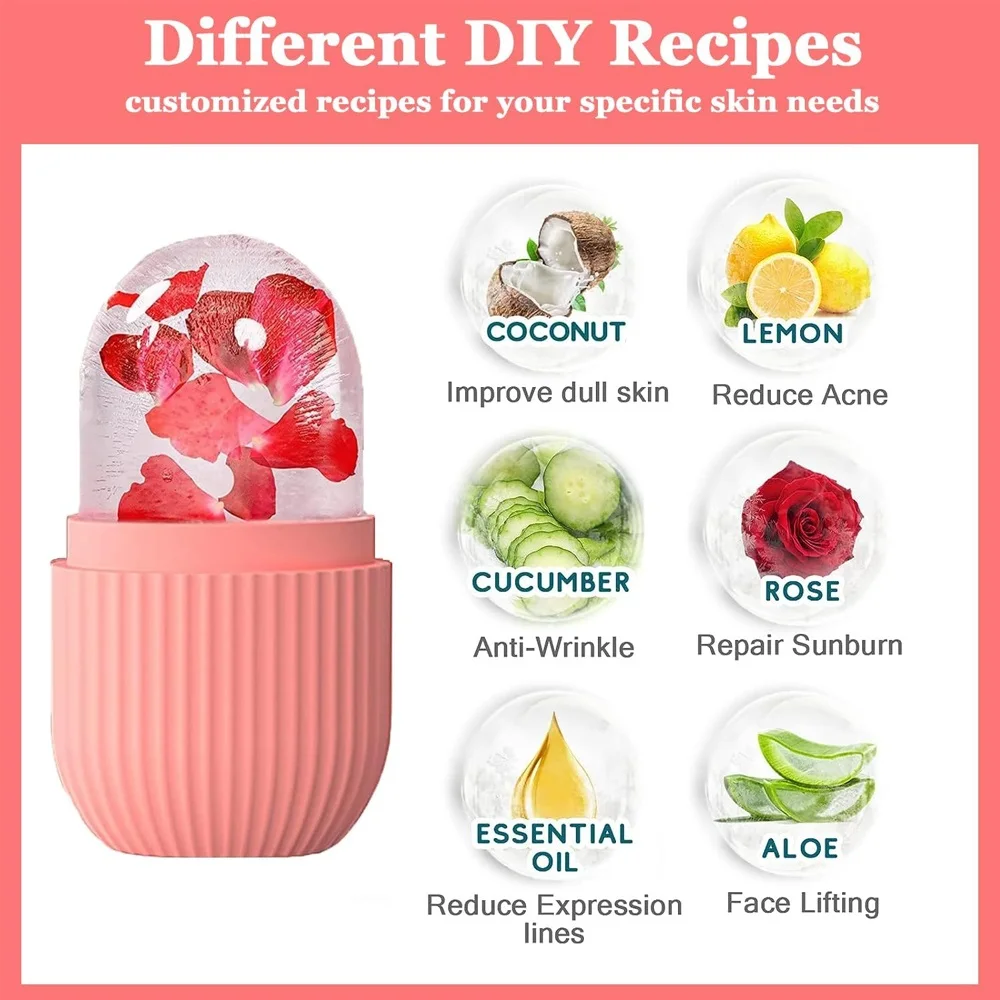 Beiqili Glow Facial Ice Cube, Massage Roller Tool Mini Silicone Ice Cube Face Ice Roller For Face Eyes and Neck Brighten Skin