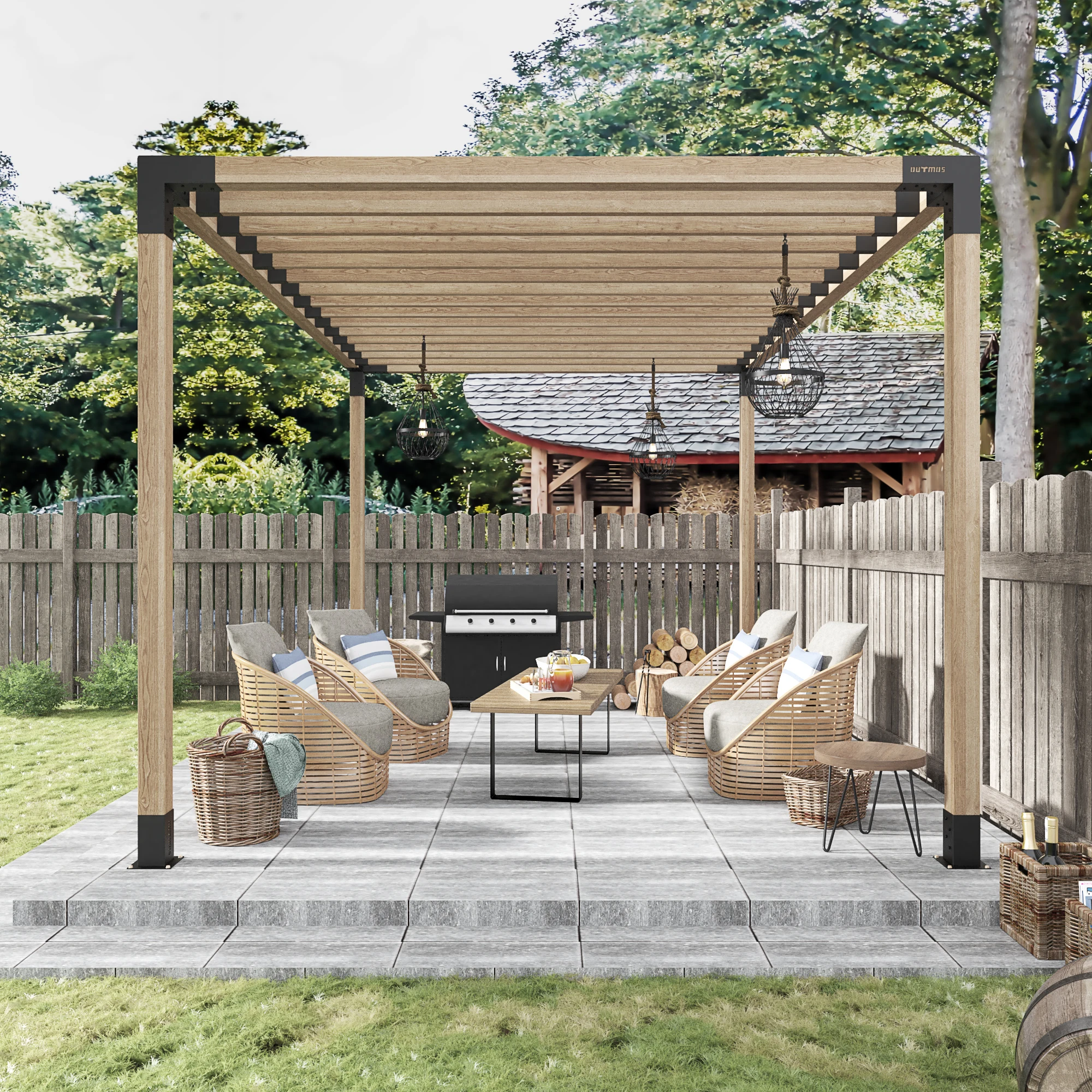 Modular Sizing Pergola Bracket 4x4 3-Way 90 Corner Carbon Structural Steel Pergola Kit Steel Brackets