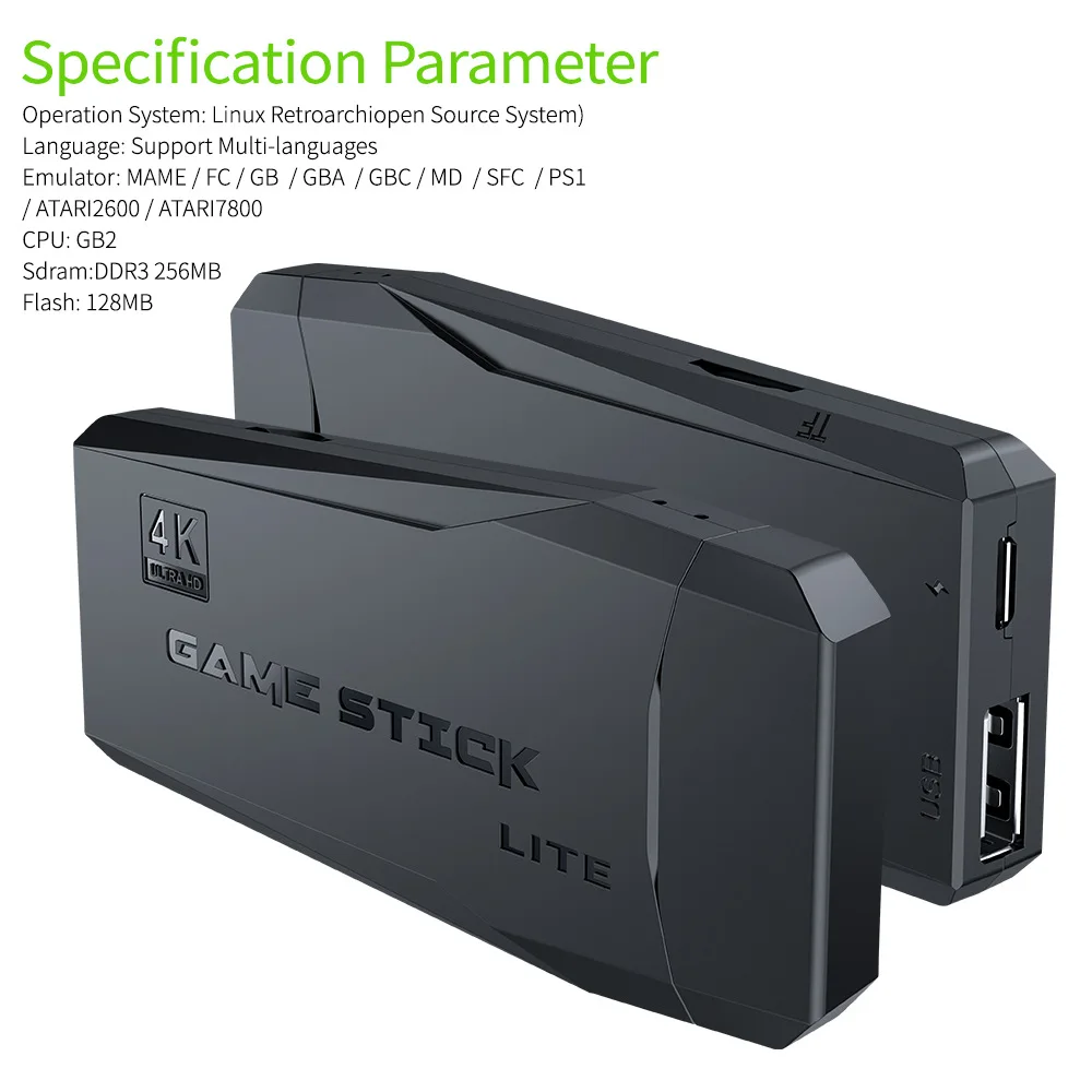  Оптовая продажа Игровая приставка 4K HD TV видеоигра Dongle PS1 эмуляторы двойной 2 4G беспроводной геймпад контроллер 3D игровая