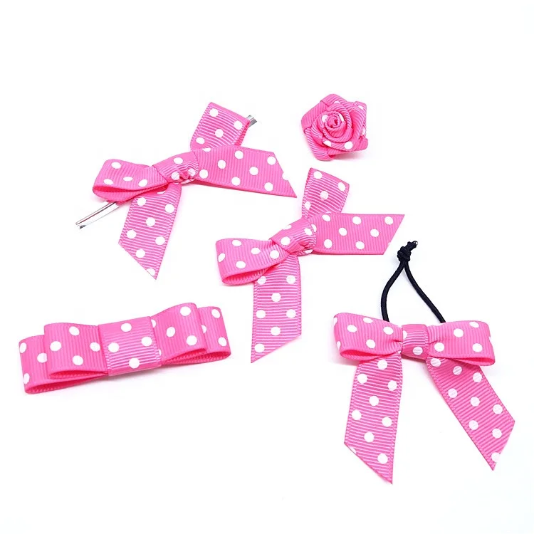 Wholesale Polyester grosgrain Gift Box Packing Ribbon Bows pre made ribbon bow