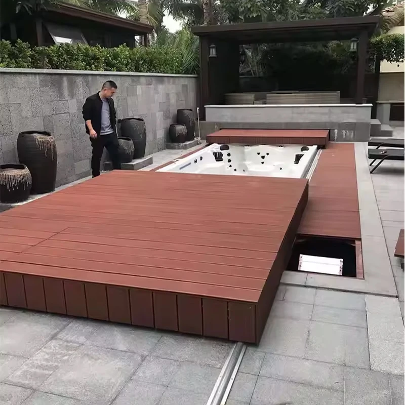 Aluminum Retractable Spa Cover Automatic Swimming Pool Hot Tub Cover with Rail