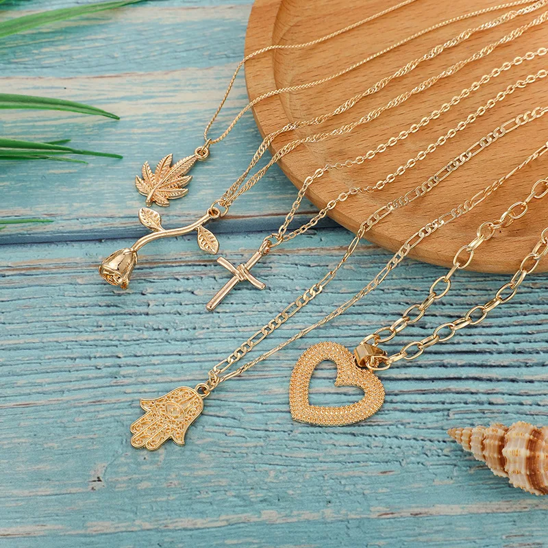 Fashion gold cross pendant necklace For Women wholesale N97301