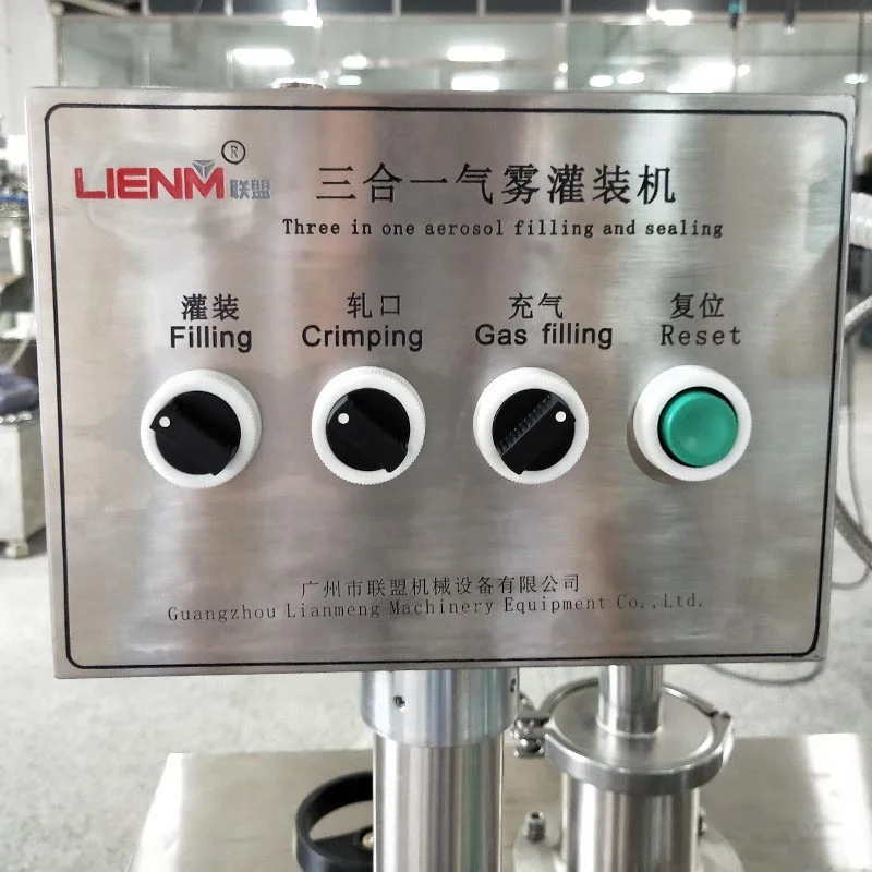 Professional 3 In 1 Aerosol Equipment Semi-automatic Filling Sealing and Inflation Machine For Aerosol Spray Cans