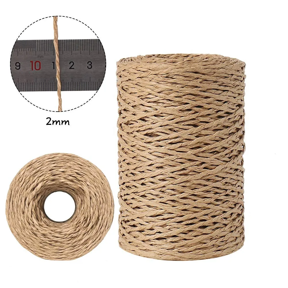 Natural raffia rope per rollsChristmas Flowers Gift Ribbon Paper Raffia Yarn String Rope Wire Paper Raffia