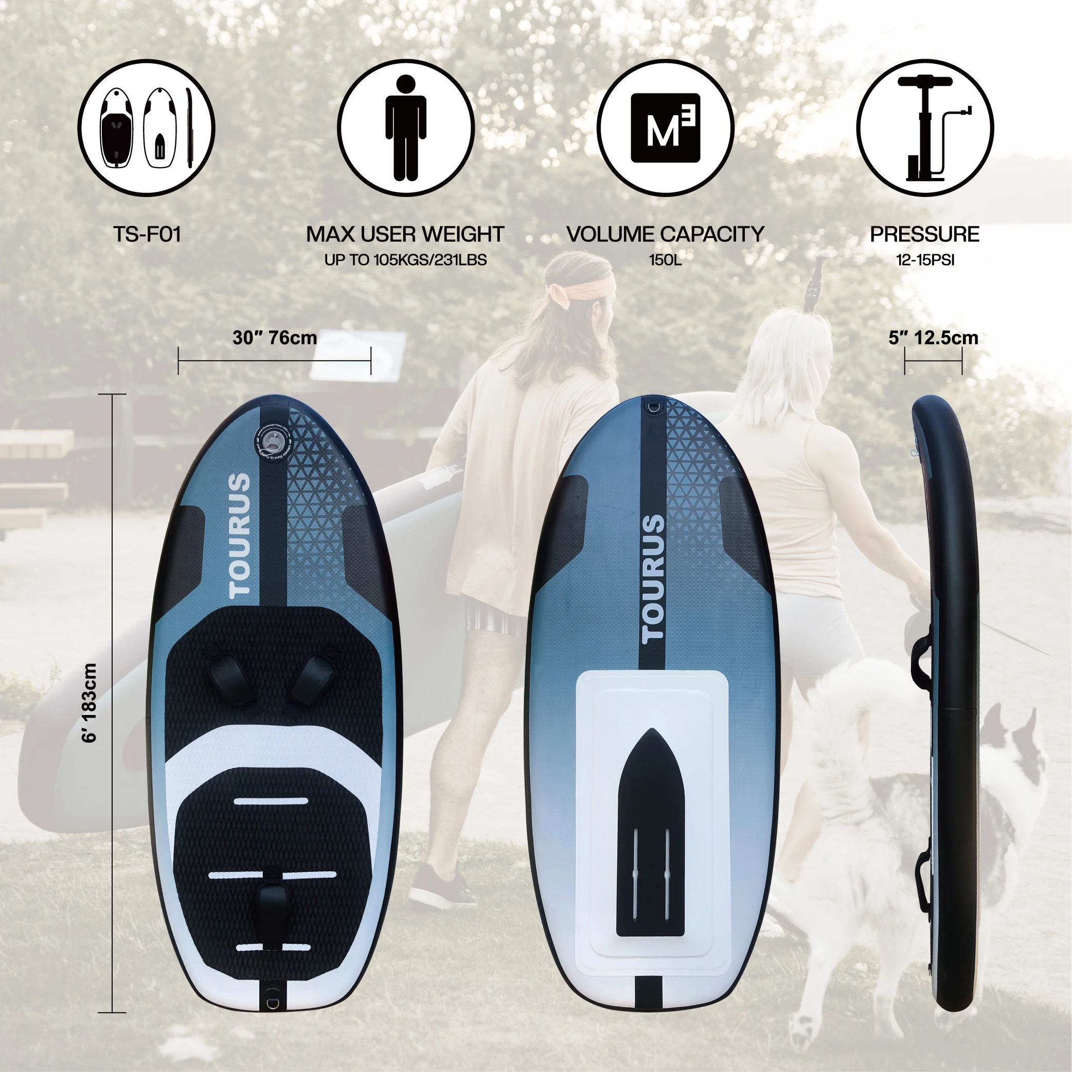 6'x30''x5'' Inflatable Hydrofoil Foil Board Efoil sup