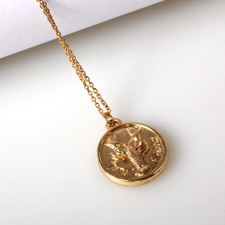 V&R Qingdao Jewelry Bijoux Crab Lobster Logo Pendant Necklace Round Alloy Pendant Necklaces