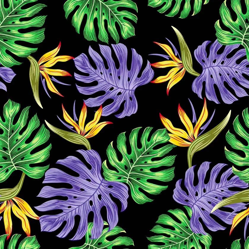 Customizable Digital printing polyester Banana leaf pattern style crepe fabric