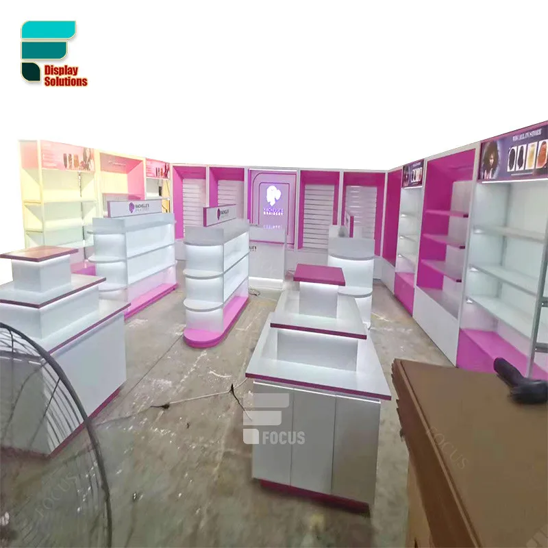Manufacturer Beauty Shop Design Hair Salon Product Shelve Wig Display Rack Wig Retail Display Wall Display For Hair