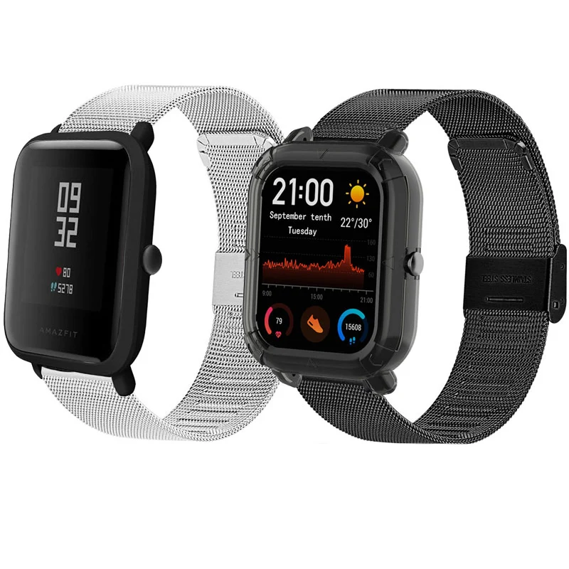 20mm/22mm Watchband Strap for Xiaomi Huami Amazfit Bip U/S Pace Lite Youth GTS 2 2e Milanese Smart Bracelet Bands Sport Correa