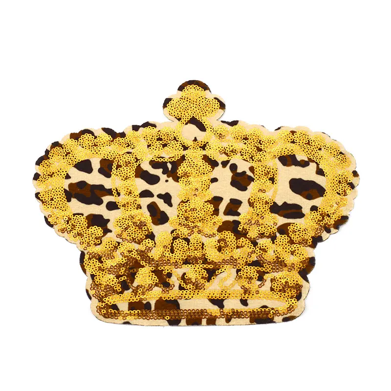 Custom Love Heart Letter Crown Golden Sequin Embroidery Applique Patch For Clothes