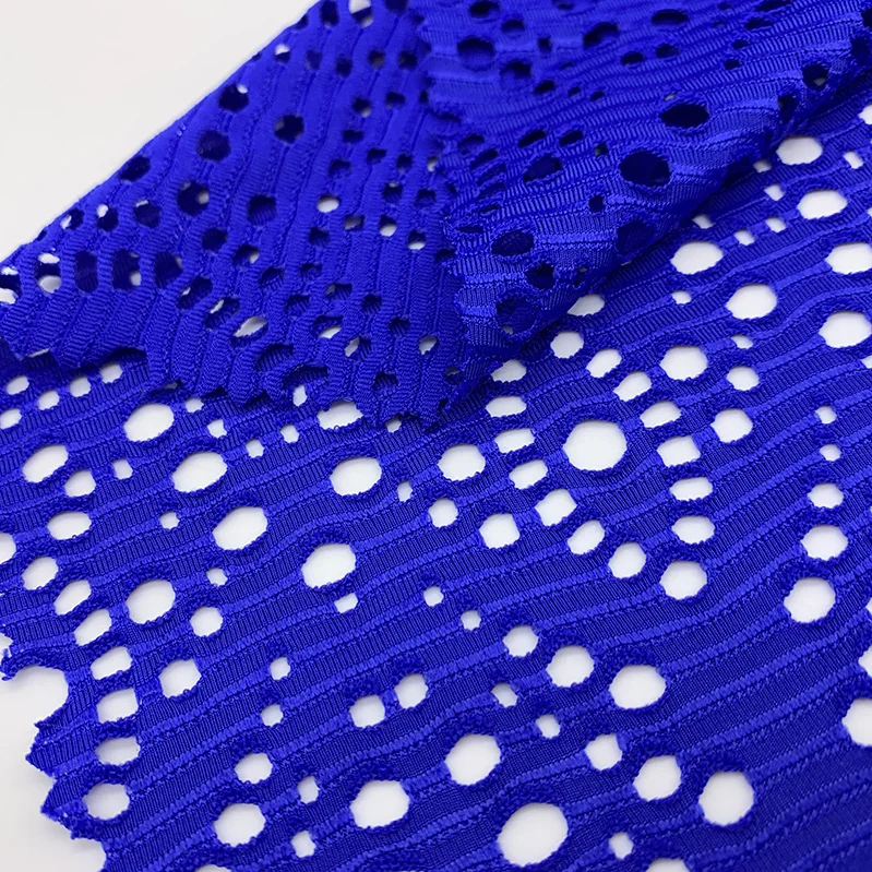 Good stretch 87%Nylon 13%Spande hollowed-out jacquard mesh fabric for swimwear