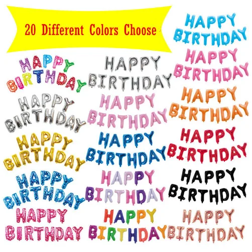 
US Version Hot Sale 16 Inch Mini HAPPY BIRTHDAY Set Packing Foil Alphabet Letter Balloons For Birthday Party Decorations 