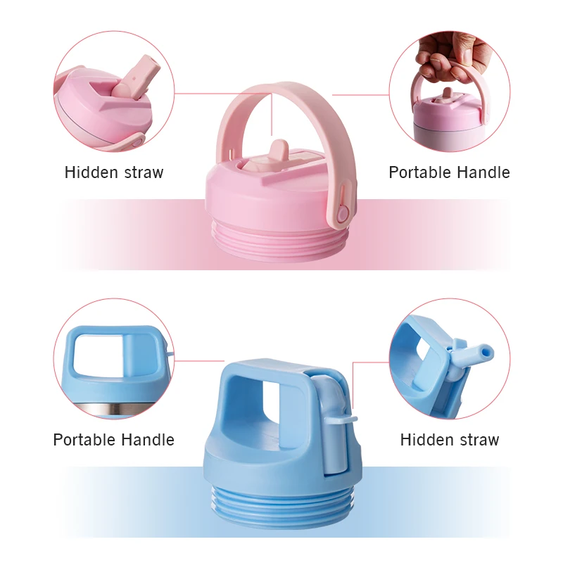 High Quality Outdoor Gym Stainless Steel Water Bottle BPA free Custom Logo 18oz Bottle with Handle and Straw