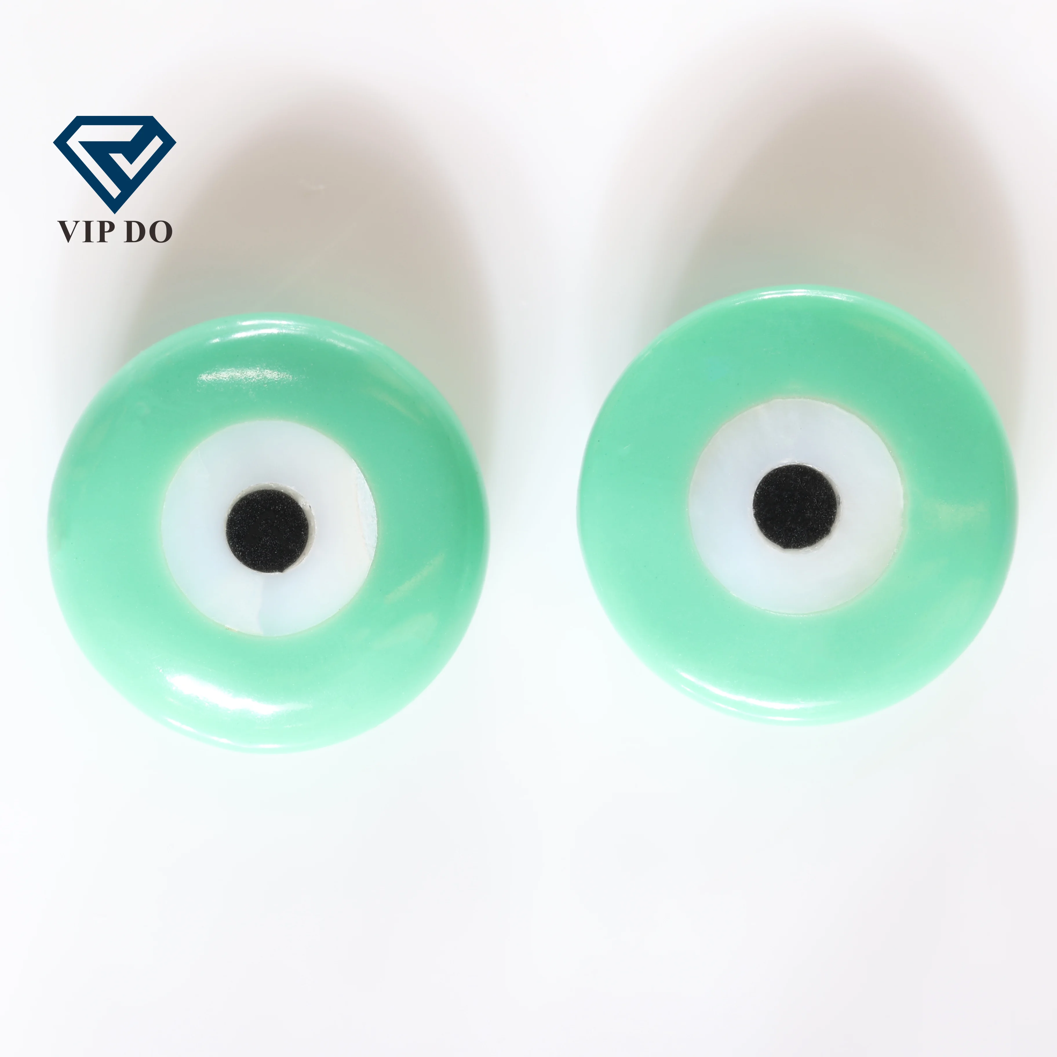Фабричная оптовая продажа двойная плоская синтетическая Бирюзовая круглая огранка можно настроить в любой форме дьявольского глаза