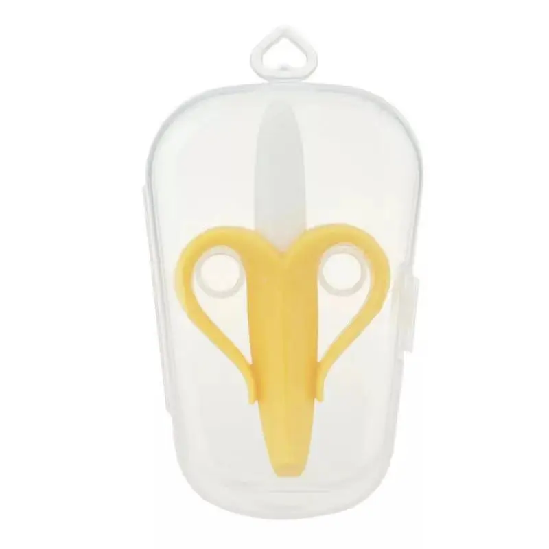 2022 Banana Fruit Shaped Natural Teething Toys Silicone Toothbrush Soothe Babies Gums Baby Teether