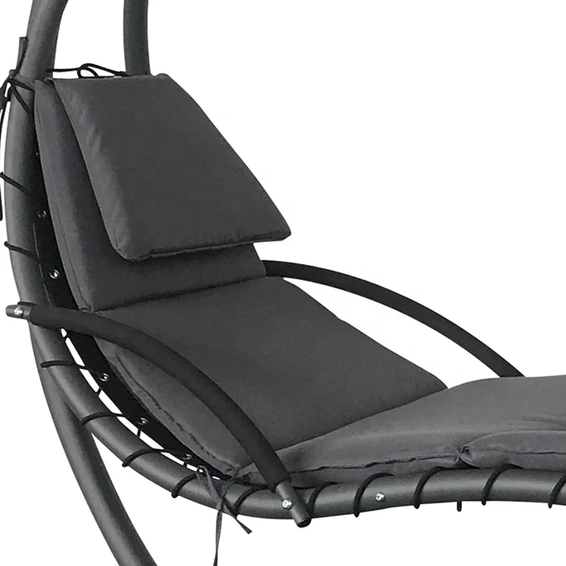 Curved Steel Removable Canopy Patio Hanging Chaise Lounge Swing for Outdoor
