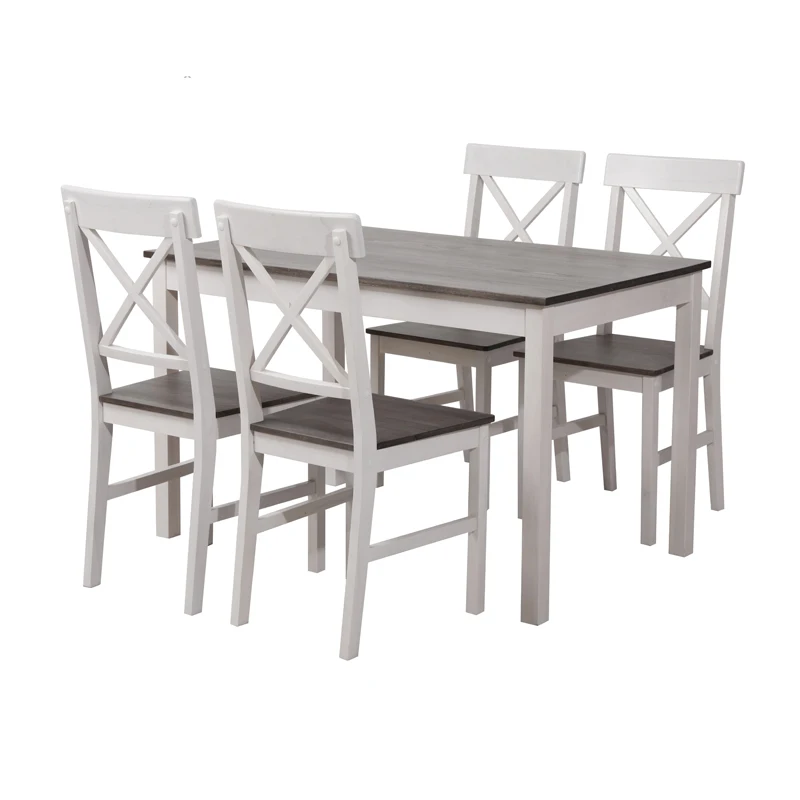 Compact packing Simple design solid wood dining set 4 seat MDF table top dining set