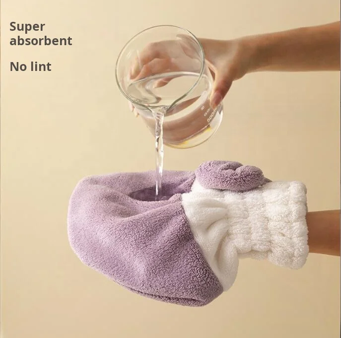 Color matching bowknot shower caps for women waterproof water-absorbing hair-drying cap coral fleece baby shower cap