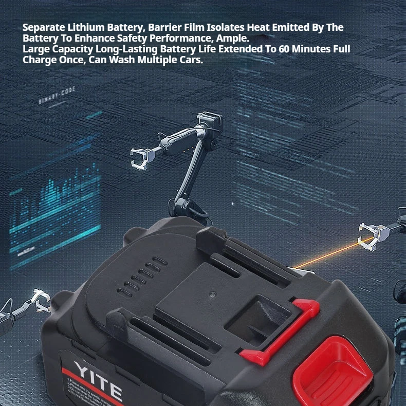 Long-Lasting Battery Life Lithium Battery Water Gun Wash Equipment Lithium High Pressure Water Gun Rechargeable Car Washer