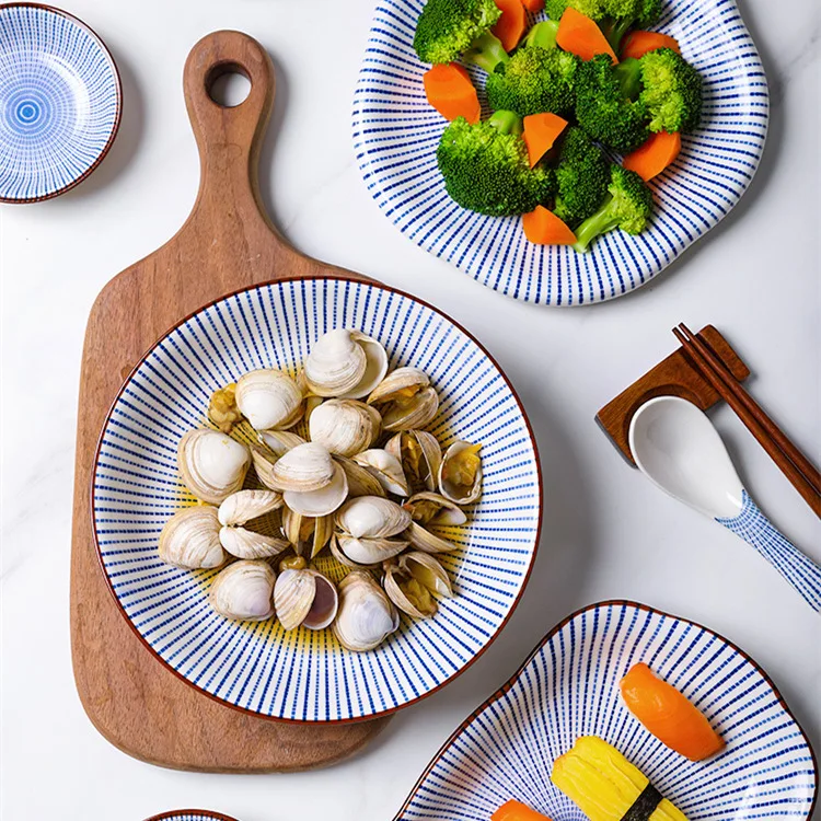 Factory direct wholesale restaurant ceramic dinner set Japanese style hotel irregular porcelain plates and dish dinnerware sets