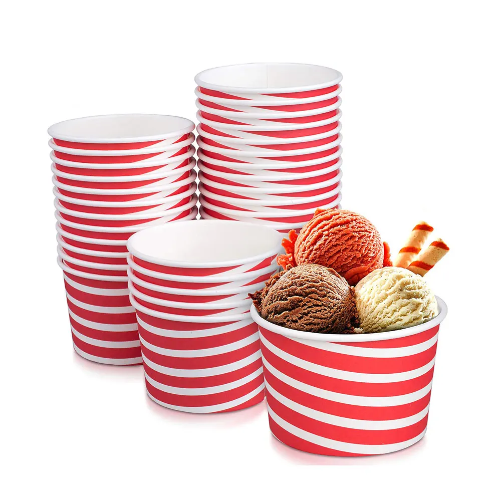 Disposable 4oz 6oz 8oz 12oz 16oz pink dessert cups  ice cream takeaway paper sundae cup with personal logo