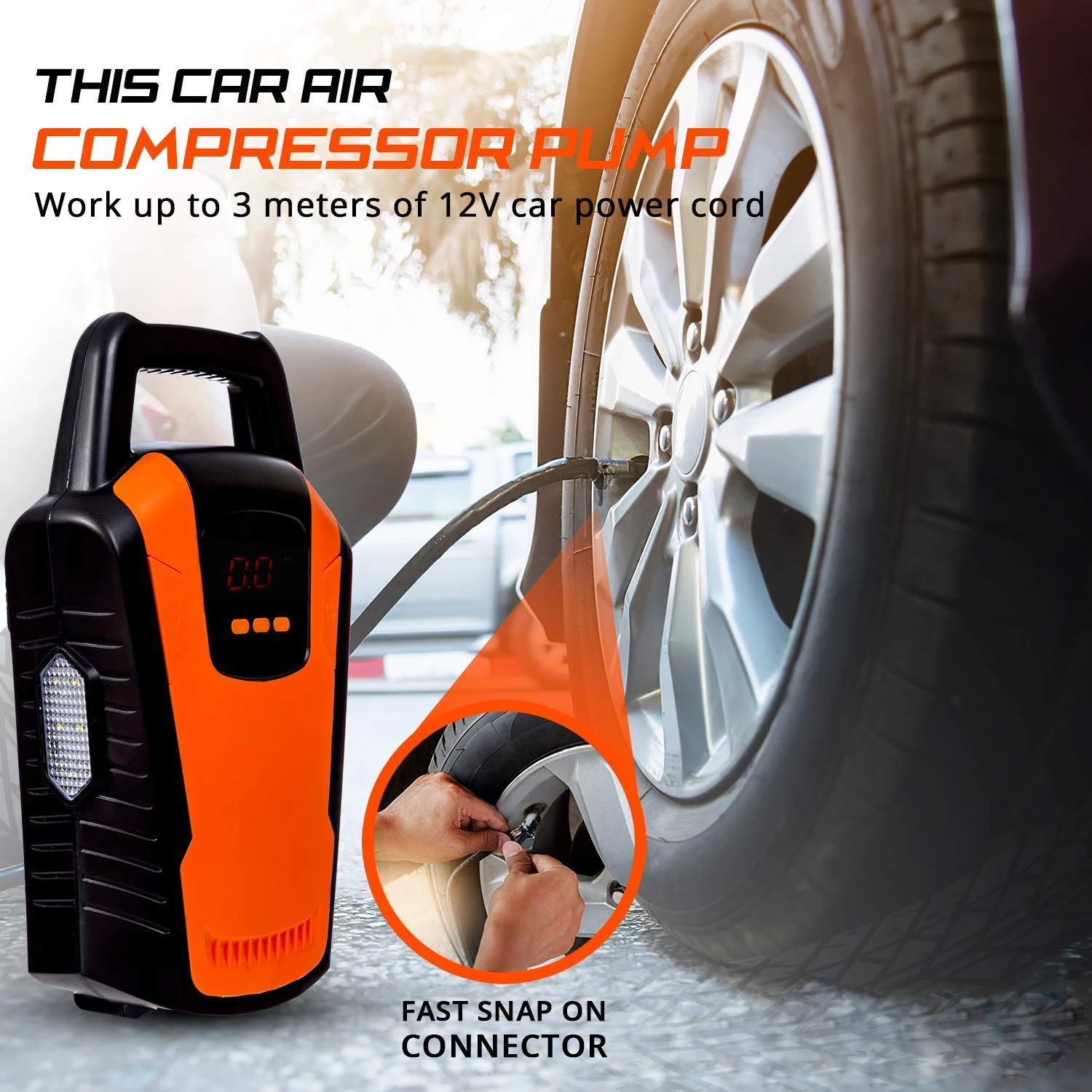 150PSI Cable Tyre Inflator Corded Air Compressor for Car Tyre Air Pump for Car Tire Auto Stop Mini 4 Pressure Units Auto Stop