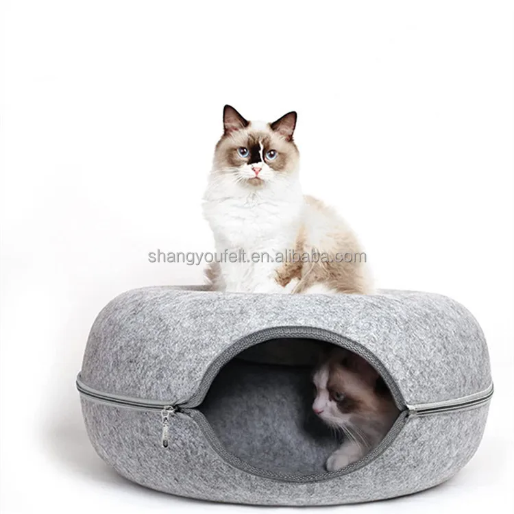 Stocked Cat tunnel Pet Bed Cat Cave Nest Pet Tunnel House Basket Felt Funny Round Egg Type Nest