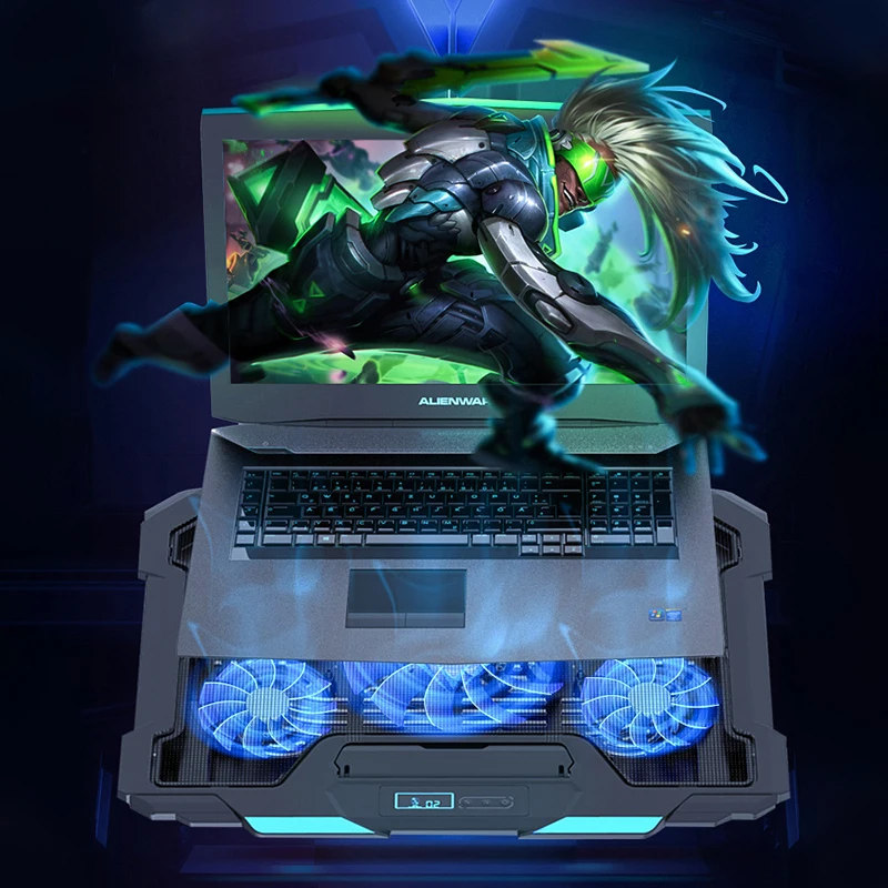 6 Levels Height Wind Speed Adjustable Gaming Radiator Notebook Cooler USB Laptop Cooling Pad With 5 Fans And LED Light