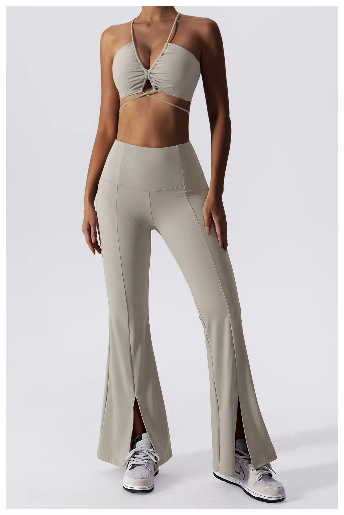 Aoyema Gymnastic Yoga Clothes Summer Women Flared Pants High Waist Tight Show Figure Sports Trousers casual bell bottom leggings