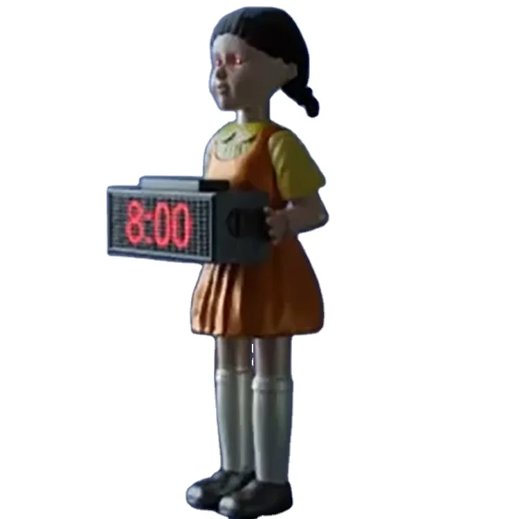 Squid Game Hand Clock 123 Squid Game Alarm Wooden Girl Ornaments Korean Drama Little Girl Ornaments For Christmas Halloween
