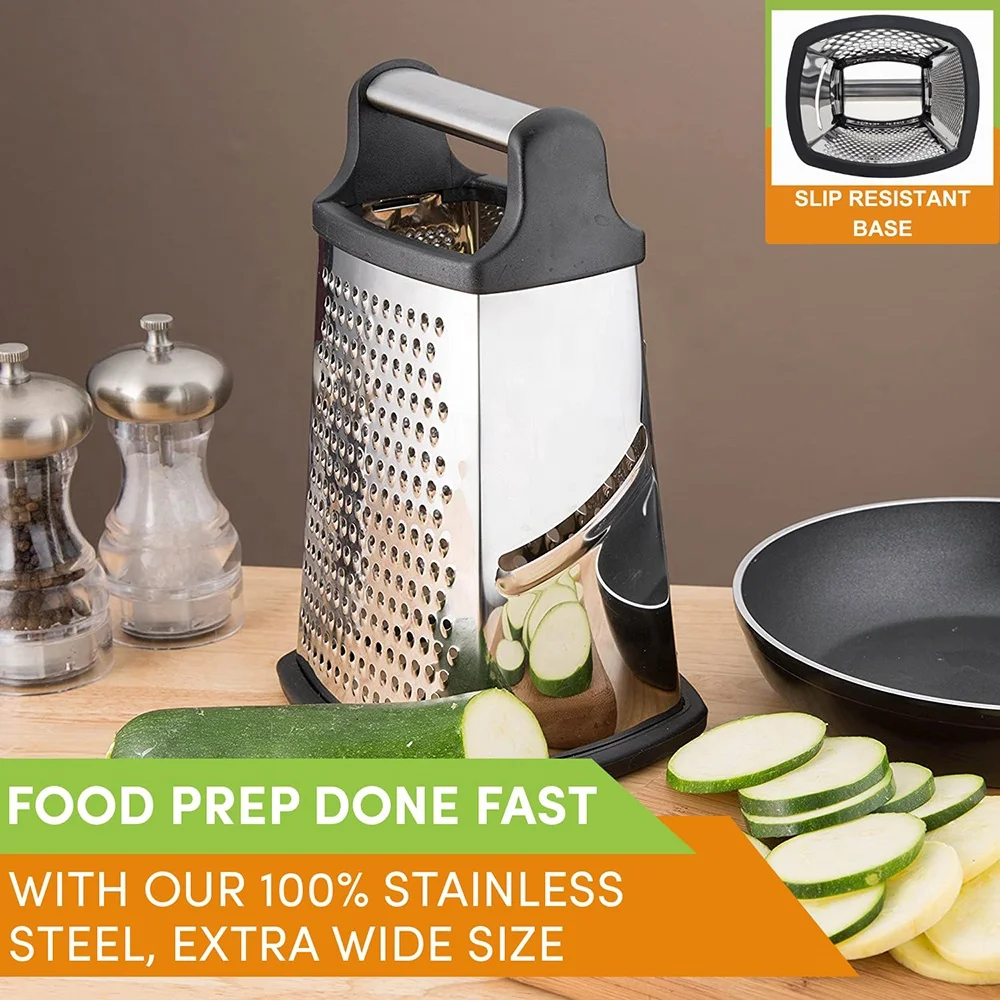 Multifunctional 4 side box grater vegetable cheese shredder stainless steel fruit vegetable peeler cheese grater for kitchen