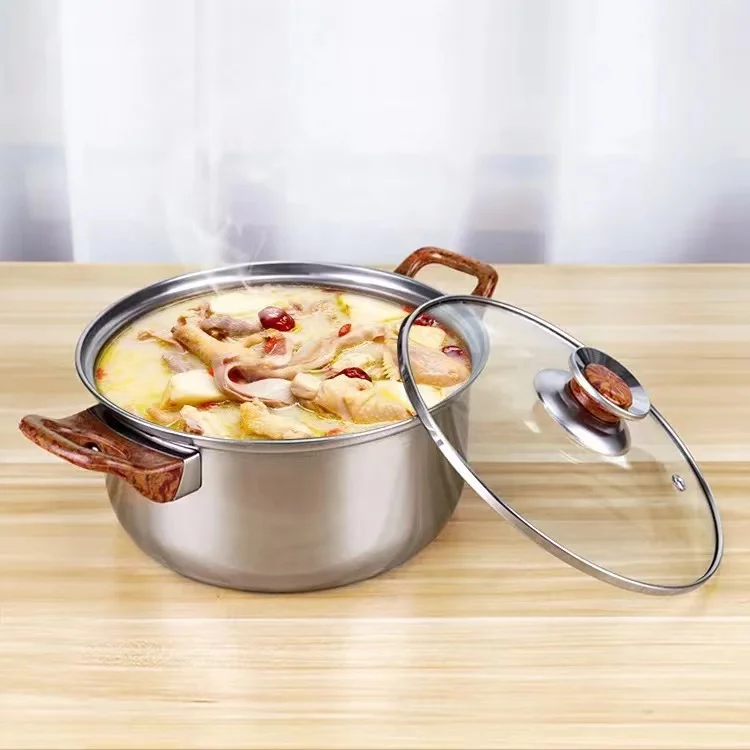 Wholesale Low Price 3 Pcs Non-stick Cooking Pot Set Non-stick Stainless Steel Cookware Casserole Set,18-20-22cm 3 piece pot set