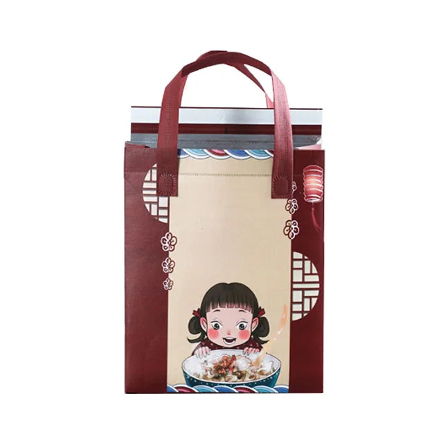 Custom Logo Color Printing None Woven Fabric Take Away Bags Wholesale Bags Reusable Warm Keeping Take Away Bags